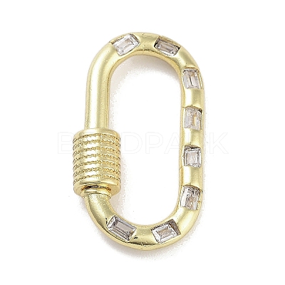 Brass Micro Pave Clear Cubic Zirconia Keychain Rings KK-M293-49G-1