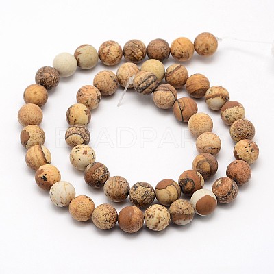 Natural Picture Jasper Beads Strands G-D686-8mm-1