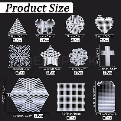 24Pcs 11 Styles DIY Plastic Canvas Shapes DIY-CP0012-41-1