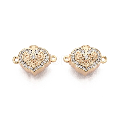 Brass Micro Pave Clear Cubic Zirconia Box Clasps KK-Q074-07G-1