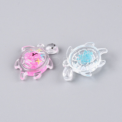 Transparent Acrylic and Glitter Powder Pendants TACR-T028-68-1