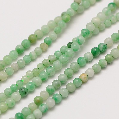 Natural Gemstone Green Spot Jasper Round Beads Strands G-A130-2mm-07-1