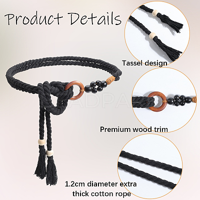 Handmade Weaving Cotton Waist Chain Belts for Women Ladies Dress AJEW-WH20017-73D-1