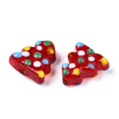 Christmas Theme Handmade Lampwork Bumpy Beads LAMP-G142-06-M-1
