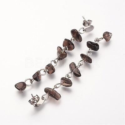 Chip Gemstone Dangle Stud Earrings EJEW-JE02255-1
