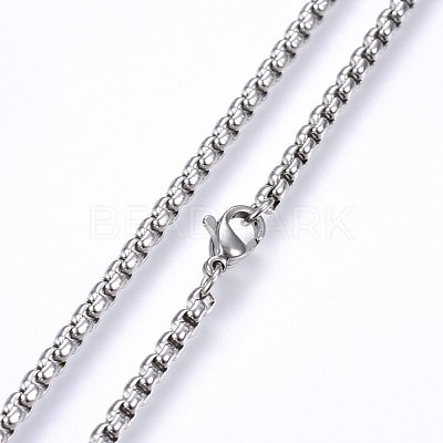 Non-Tarnish 304 Stainless Steel Box Chain Necklaces NJEW-F227-09P-08-1
