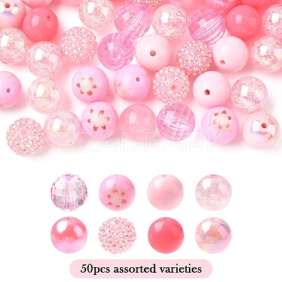 50Pcs 10 Styles Acrylic & Resin Round Beads Sets DIY-YW0012-03A-1
