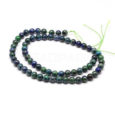 Natural Chrysocolla and Lapis Lazuli Beads Strands G-M279-08-4mm-1