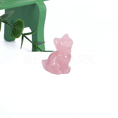 Cat Shape Natural Rose Quartz  Sculpture Ornaments PW-WG0C1F7-06-1