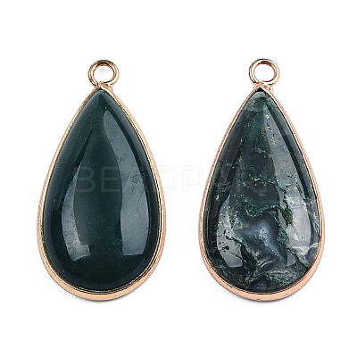 Natural Moss Agate Pendants X-G-S344-51B-1