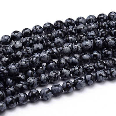 Natural Snowflake Obsidian Round Bead Strands G-J303-09-4mm-1