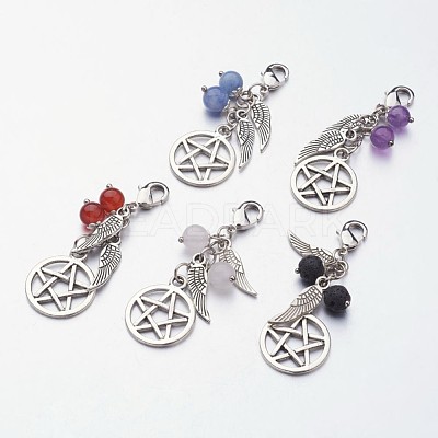 Tibetan Style Gemstone Pendants X-HJEW-JM00222-1