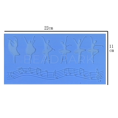 Music Note & Ballet Dancer Food Grade Silhouette Statue Silicone Mat Moulds MUSI-PW0003-02-1
