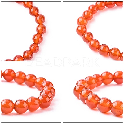 Dyed Natural Carnelian Beaded Stretch Bracelets B072-4-1
