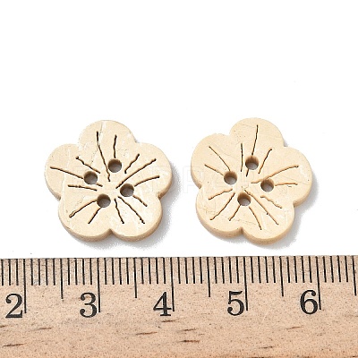 Carved 4-hole Basic Sewing Button in Flower Shape NNA0YYS-1