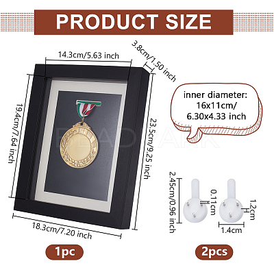 Rectangle Wood Medal Display Frame AJEW-WH0348-322B-1