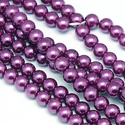 Eco-Friendly  Dyed Glass Pearl Round Beads Strands HY-A002-8mm-RB029-1