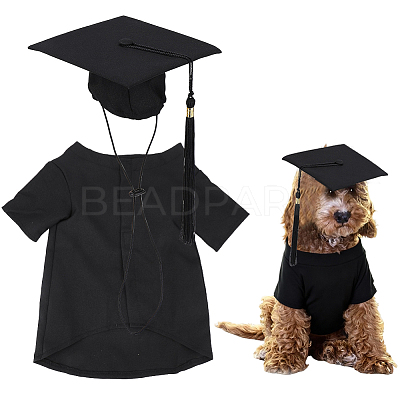 Polyester Dog Cat Clothes Graduation Party Costume AJEW-WH20115-16A-1