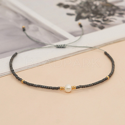 Adjustable Glass Seed Bead Braided Bead Bracelets for Women VT9382-14-1