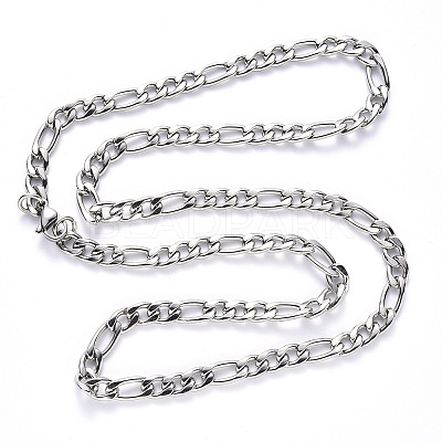 Non-Tarnish 304 Stainless Steel Figaro Chain Necklaces NJEW-S420-003A-P-1
