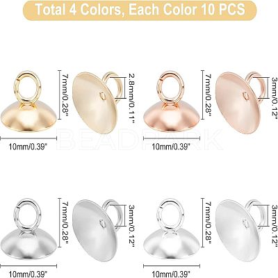 30Pcs 3 Style 201 Stainless Steel and 10Pcs 304 Stainless Steel Bead Cap Pendant Bails STAS-UN0029-64-1