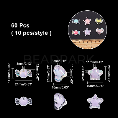 60Pcs 6 Style Transparent Acrylic Beads TACR-AR0001-04-1