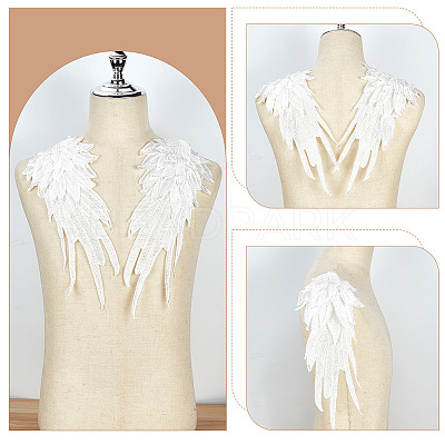 Wing Pattern Polyester Embroidered Lace Appliques DIY-WH0530-95-1