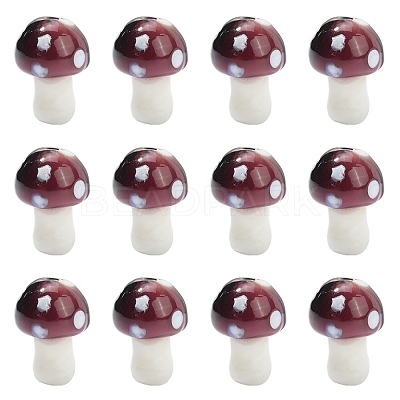 10Pcs Mushroom Handmade Lampwork Beads LAMP-YW0001-08B-1