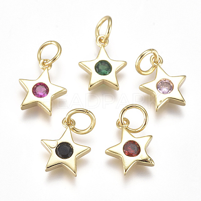 Brass Micro Pave Cubic Zirconia Charms X1-ZIRC-F111-09G-1