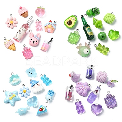 10Pcs 10 Styles Resin Pendants RESI-YW0003-31-1