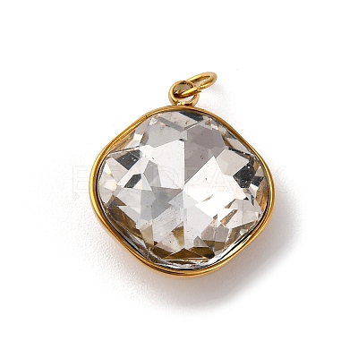 316 Stainless Steel Faceted Glass Pendants STAS-K258-47G-03-1