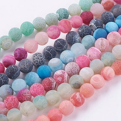 Natural Weathered Agate Beads Strands G-G589-6mm-M-1