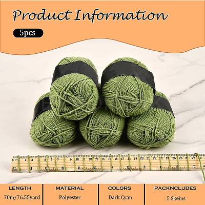 5Pcs Polyester Yarn for Knitting & Crochet YCOR-SZ0001-03P-1