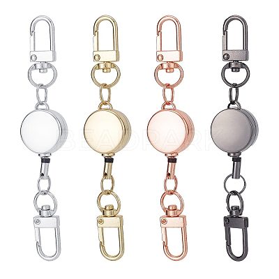 4Pcs 4 Colors Heavy Duty Alloy Retractable Keychain Clasps FIND-SC0004-32-1