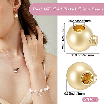 30Pcs Brass Crimp Beads KK-BBC0025-43-1