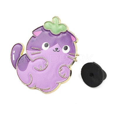 Cat Shape with Grape Enamel Pins JEWB-I052-02G-01-1