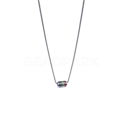304 Stainless Steel Pride Flag/Rainbow Flag Column Pendant Box Chain Necklaces for Men WG592AE-01-1