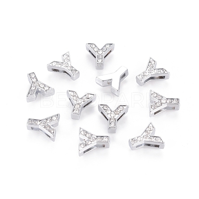 Alloy Initial Slide Charms with Grade A Rhinestones ALRI-R032-Y-FF-1
