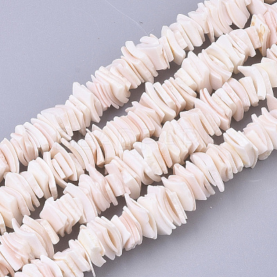 Natural Pink Shell Bead Strands SSHEL-N034-20-1