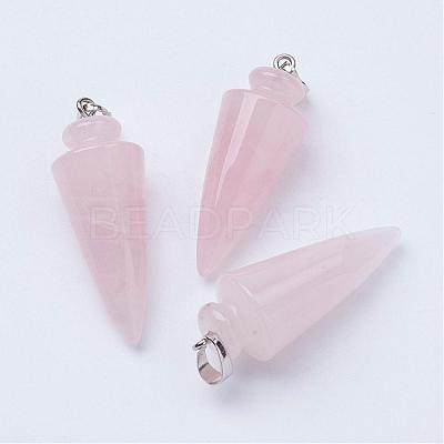 Natural Rose Quartz Pendants G-P236-06-1