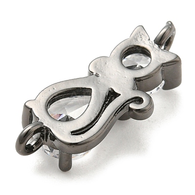 Brass Micro Pave Cubic Zirconia Kitten Links Connectors ZIRC-G157-50B-1