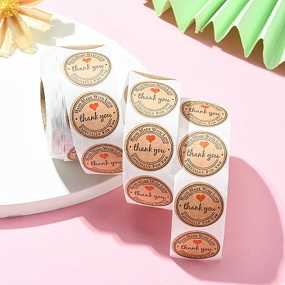 Kraft Paper Thank You Sticker Rolls STIC-YW0001-04-1