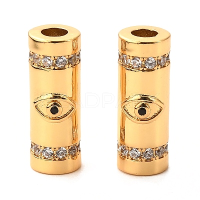 Brass Micro Pave Clear Cubic Zirconia Tube Beads X-ZIRC-P086-04G-1