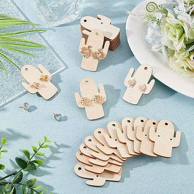 Wood Earring Display Card with Hanging Hole DIY-WH0320-20G-1