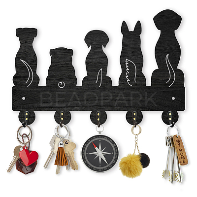 Wood & Iron Wall Mounted Hangers HJEW-WH0055-037-1