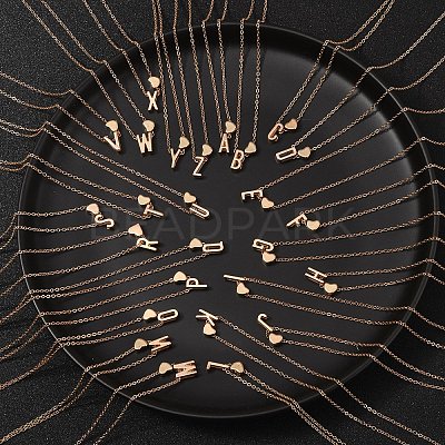 Alloy Letter Heart Pendant Necklaces for Women NJEW-FS0001-09N-1