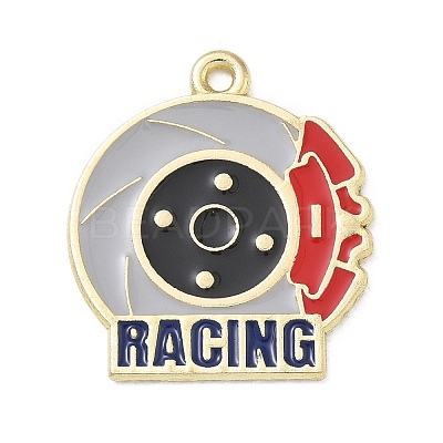 Racing Car Theme Alloy Enamel Pendants AL-CBA4666-03O-1