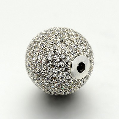 Brass Micro Pave Cubic Zirconia Round Beads ZIRC-M039-13-RS-1