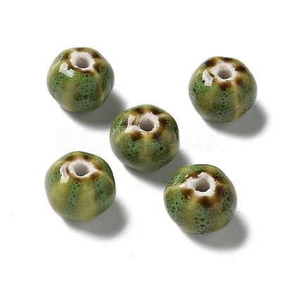 Vintage Porcelain Pumpkin Beads PORC-L080-H13-1