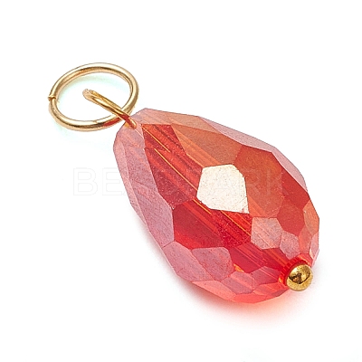 15Pcs Electroplate Glass Pendants PALLOY-JF03008-1